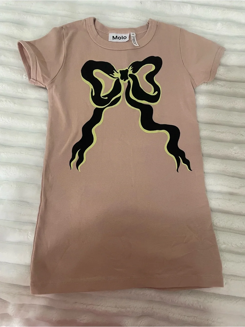 Molo Dusty Pink Tee with Black and Neon Yellow Graphic